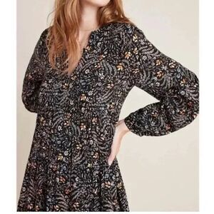 Anthropologie Maeve Floral Amber Tiered‎ Tunic Dress Size XS